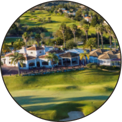 Golf clubhouse and course landscape near Ferragudo in the Algarve.